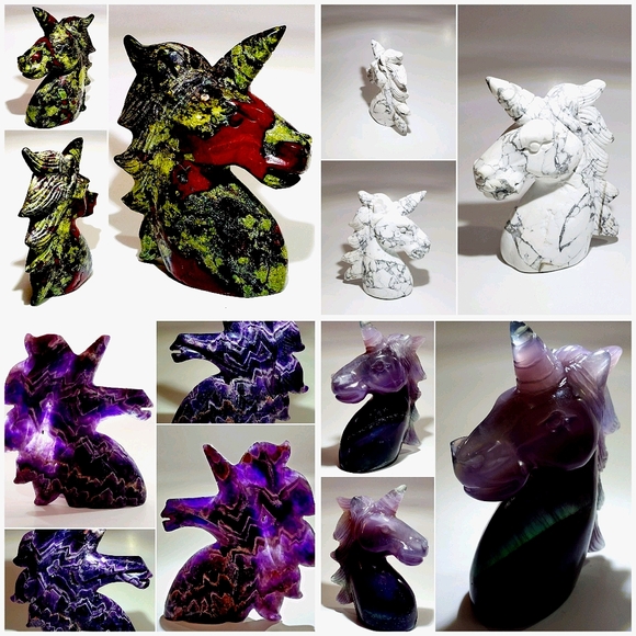 Hand Carved Genuine Stone Unicorn Statue - Picture 1 of 1